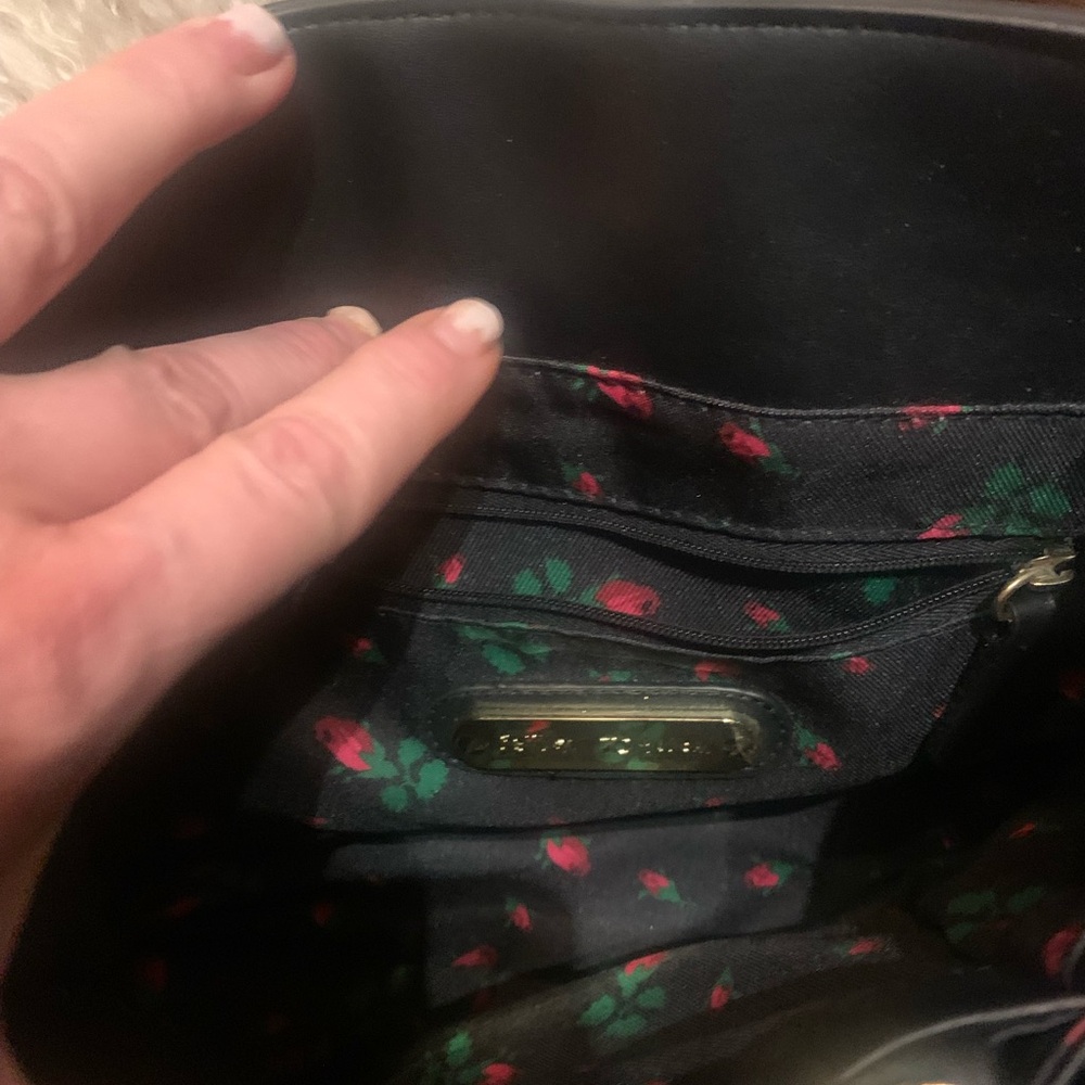Betsey Johnson Black Floral Studded Bow Shoulder Bag - Picture 6 of 9